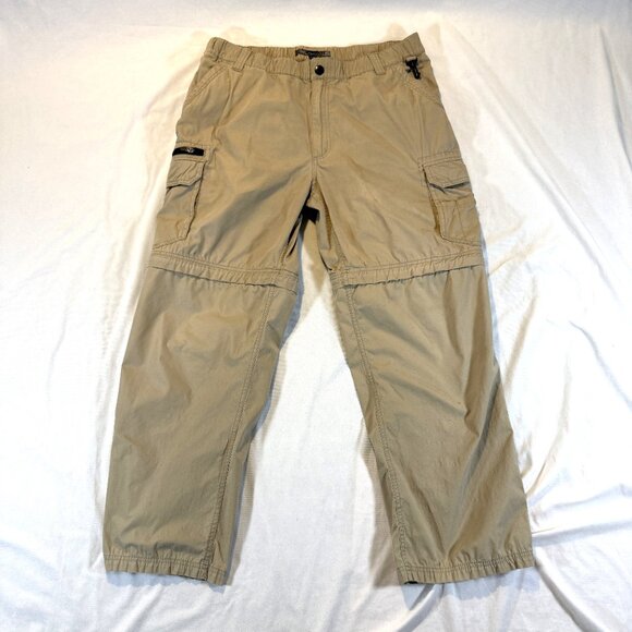 BC Clothes Convertible Adventure Pants XL Tan Un Zip Stretch Waist - Picture 1 of 12